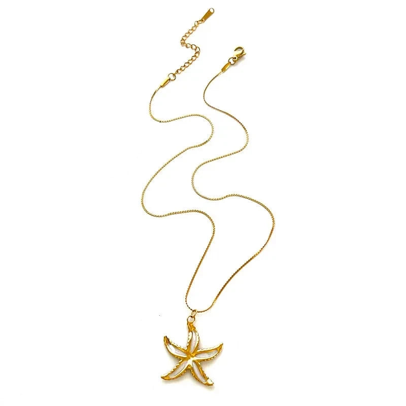 18k Gold Plated Starfish 304 Stainless Steel Pendant Necklace
