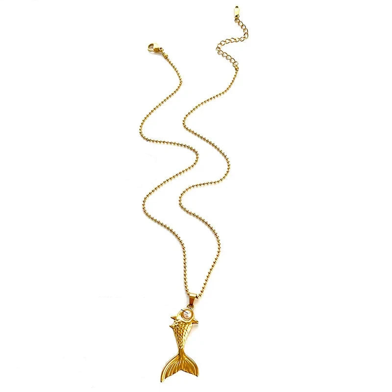 18k Gold Plated Fish 304 Stainless Steel Pendant Necklace