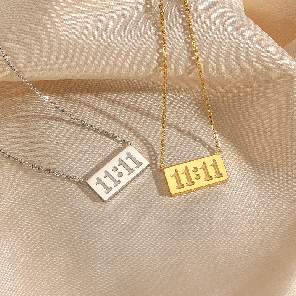 Number 11:11 304 Stainless Steel 18K Gold Plated Necklace