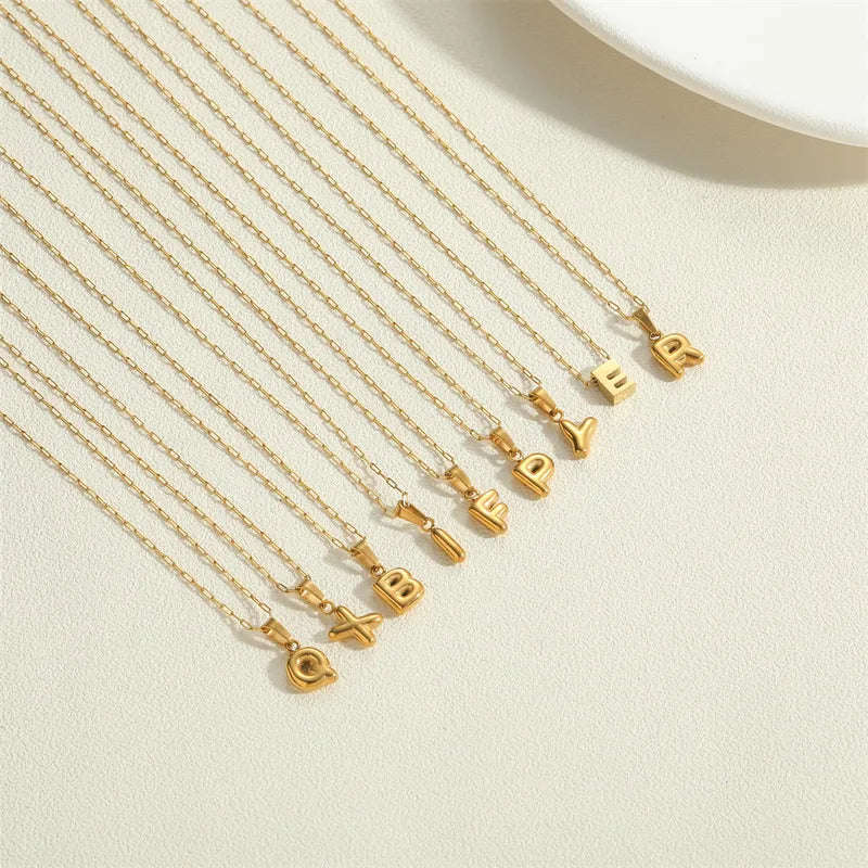 14k Gold Plated Letter 304 Stainless Steel Pendant Necklace