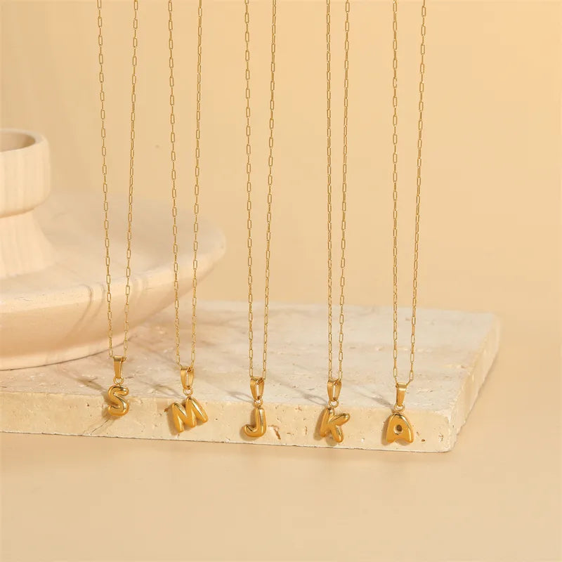 14k Gold Plated Letter 304 Stainless Steel Pendant Necklace