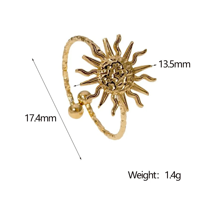 18K Gold Sun 304 Stainless Steel Open Ring