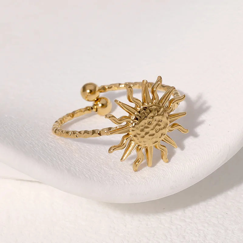 18K Gold Sun 304 Stainless Steel Open Ring