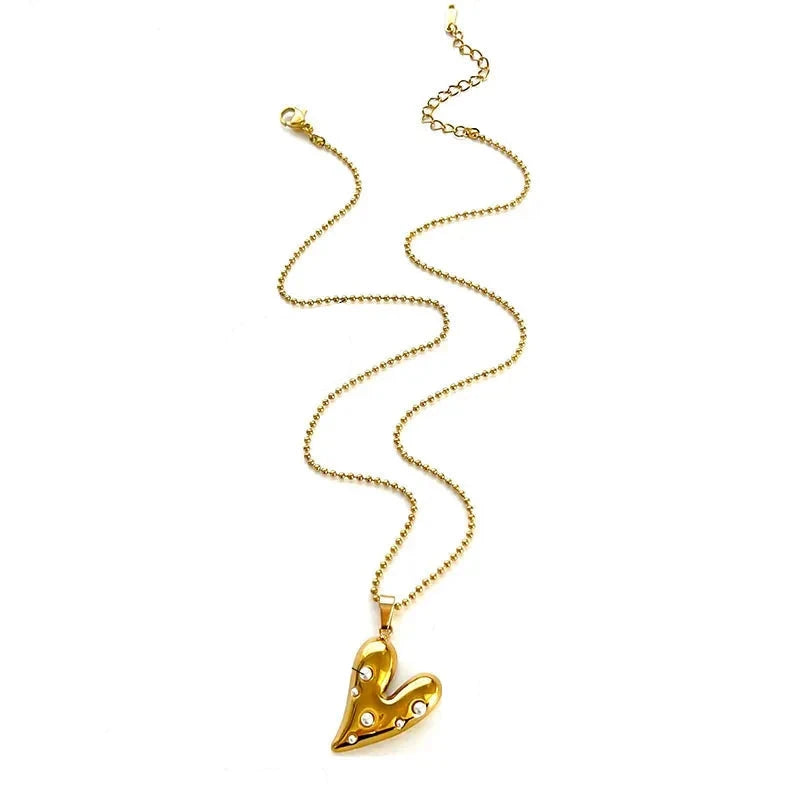18k Gold Plated Heart 304 Stainless Steel Pendant Necklace