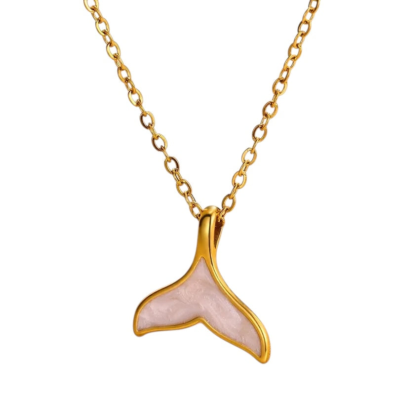 18k Gold Plated 304 Stainless Steel Tail Pendant Necklace