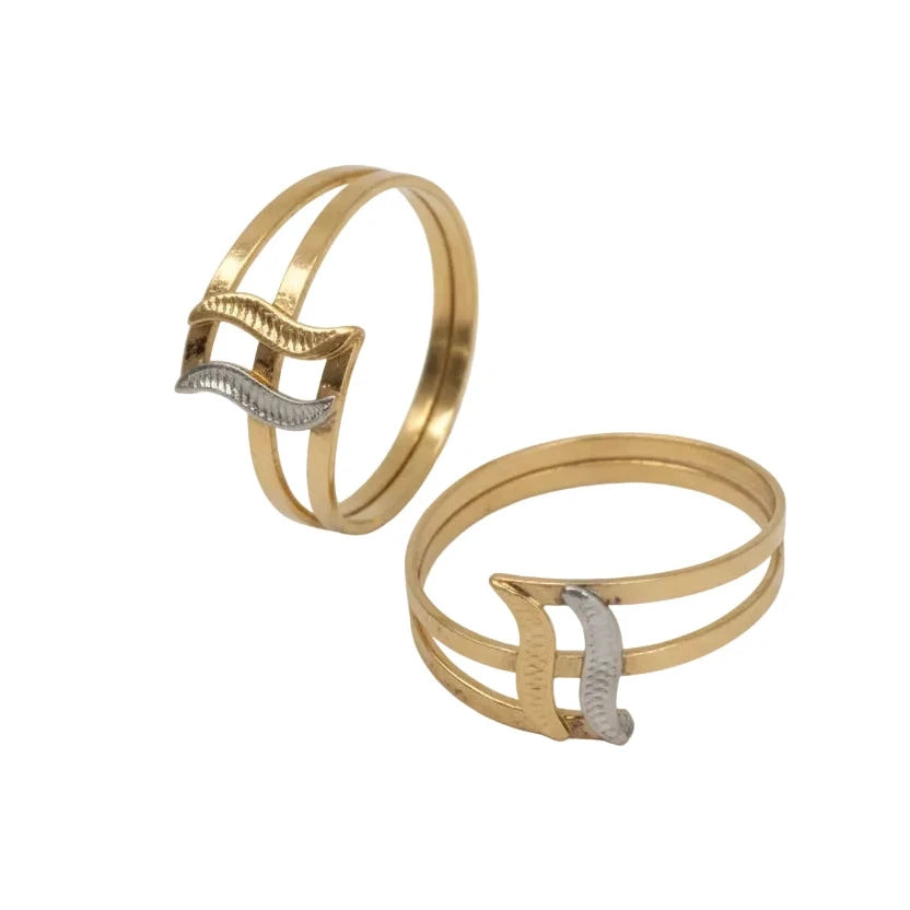 18k Gold Overlay Two Tone Ring
