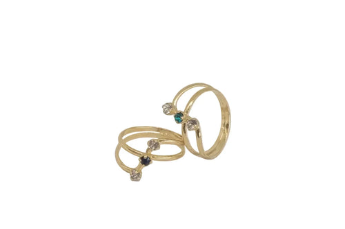 18K Gold Laminate - Triple Design Zircon Ring