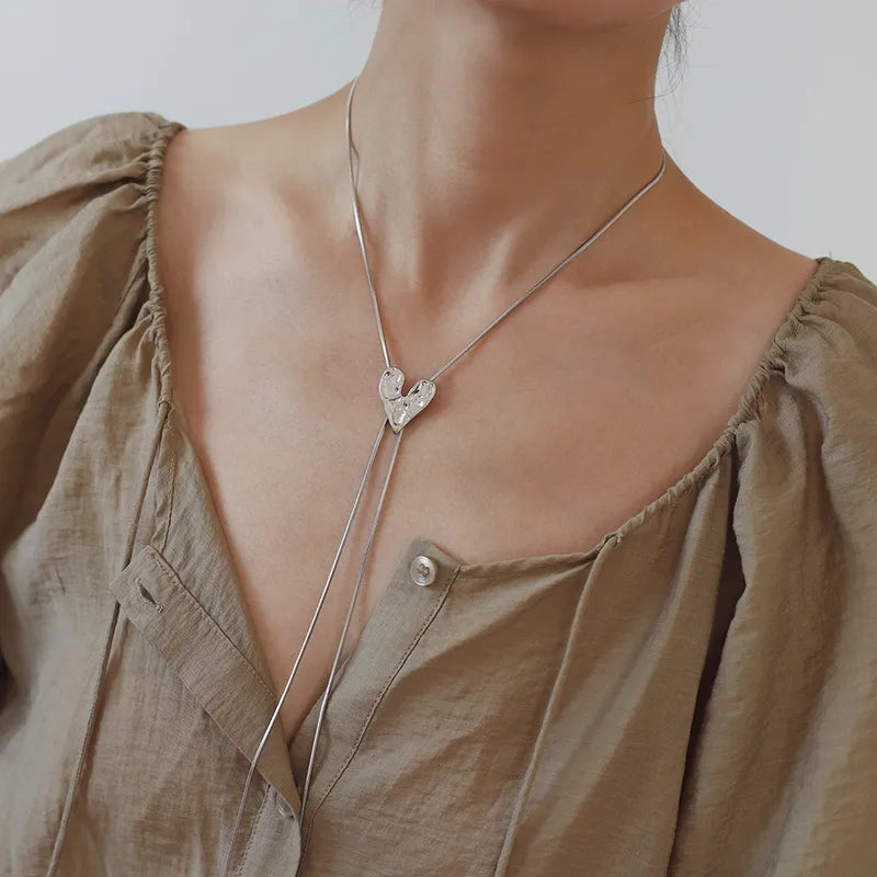 Tassel Heart Shape 304 Stainless Steel Sweater Chain