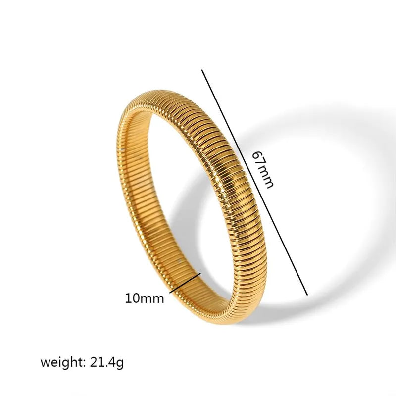 Retro Roman Style Circle Solid Color 304 Stainless Steel 18K Gold Plated Bangle