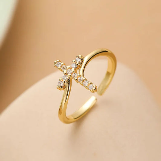Cross 18k Gold Plated Open Rings