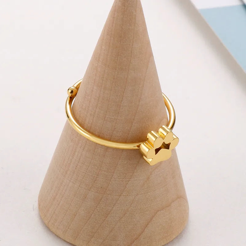 Paw Stainless Steel Polishing Gold Plated Ring