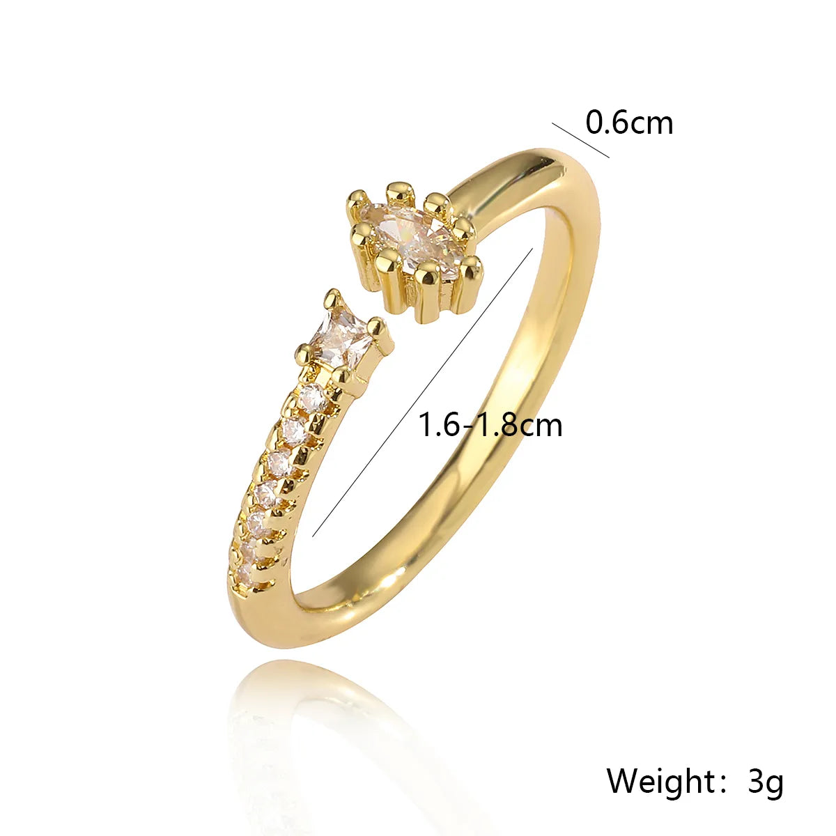 18k Gold Plated Zircon Open Ring