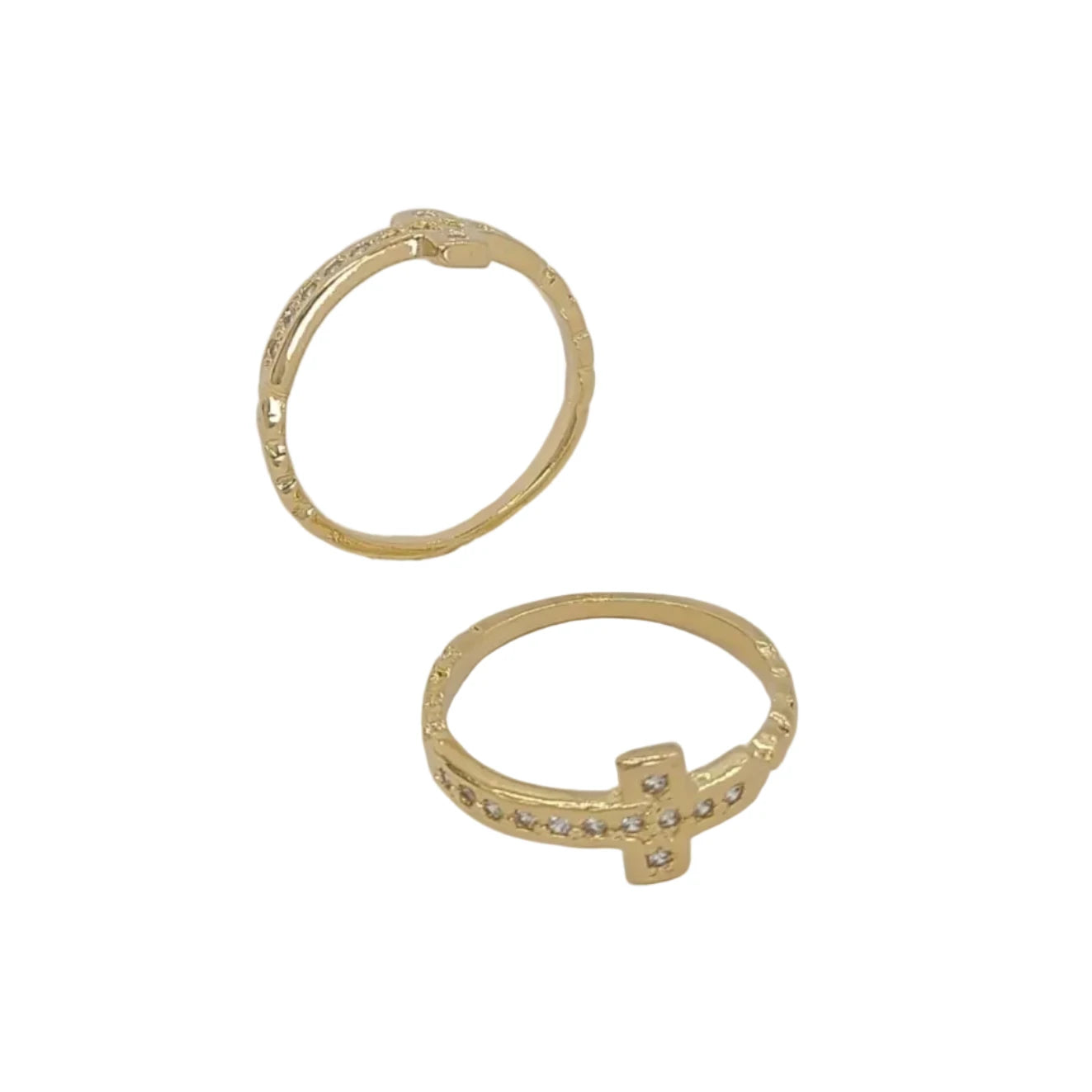 18K Gold Laminate Zircon Cross Ring