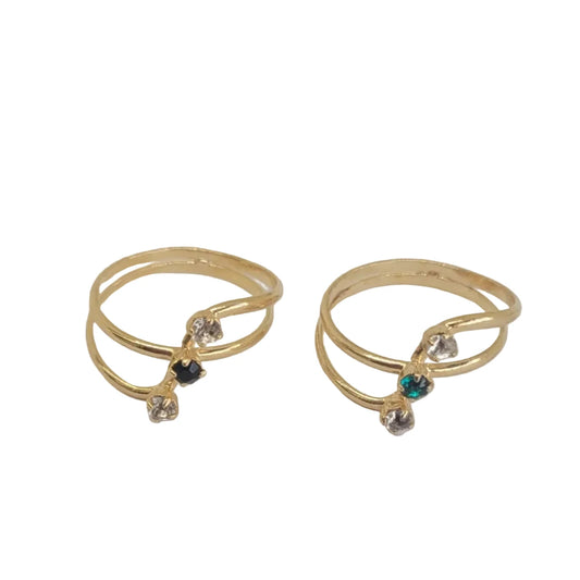 18K Gold Laminate - Triple Design Zircon Ring