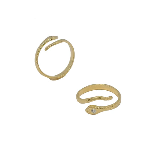 18K Gold Filled Snake Zircon Ring