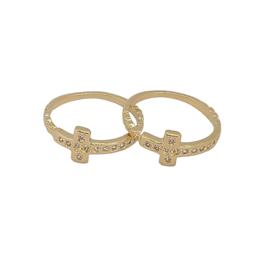 18K Gold Laminate Zircon Cross Ring