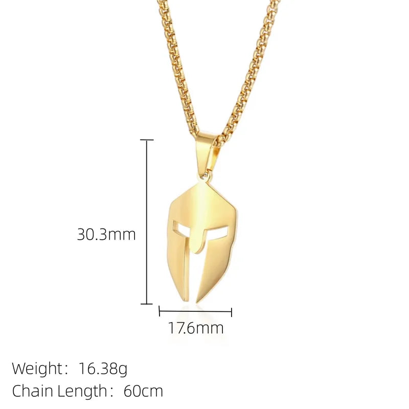 Spartan Warrior Pendant Necklace In 18K Gold Plated 304 Stainless Steel