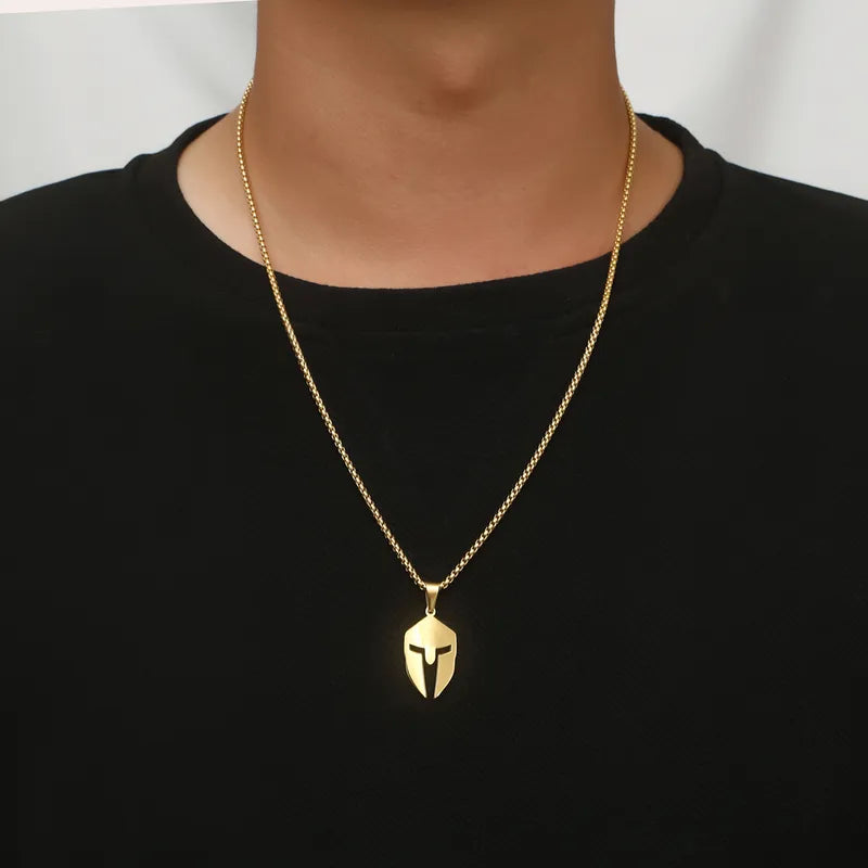 Spartan Warrior Pendant Necklace In 18K Gold Plated 304 Stainless Steel