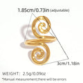 18K Gold Plated Stainless Steel Geometric Hollow Out Open Ring