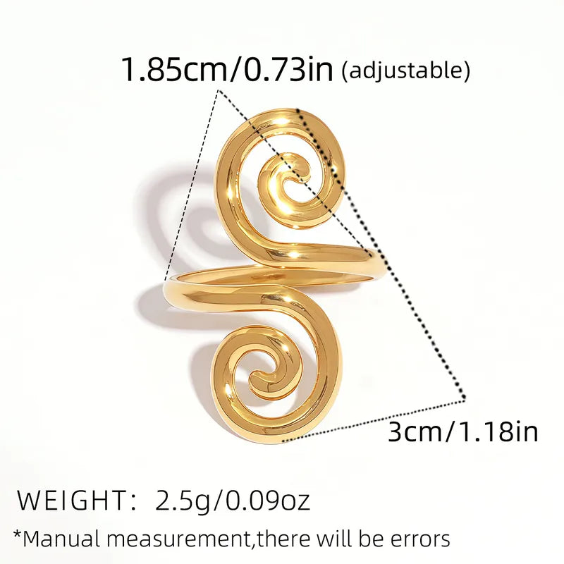 18K Gold Plated Stainless Steel Geometric Hollow Out Open Ring