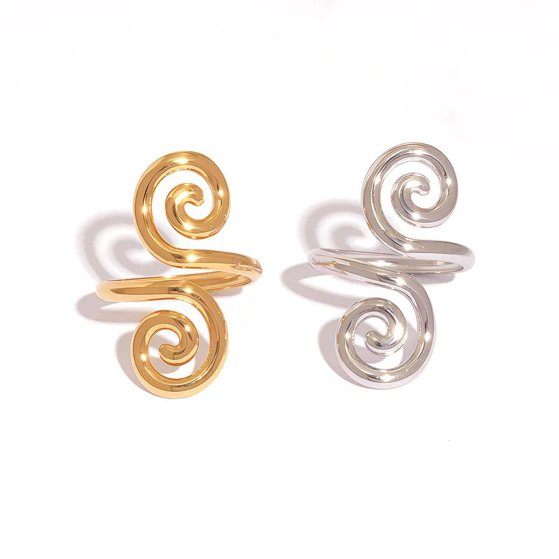 18K Gold Plated Stainless Steel Geometric Hollow Out Open Ring