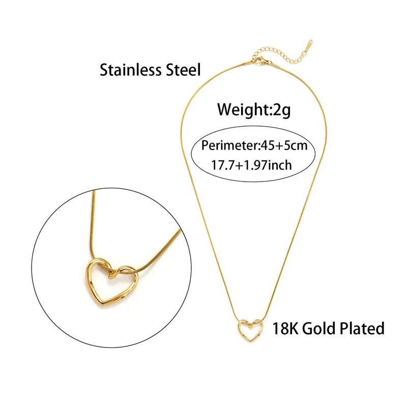 Heart Shape 18K Gold Plated Pendant Necklace