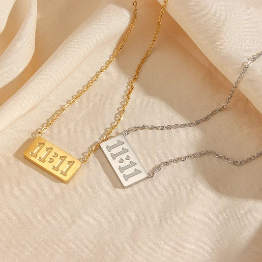 Number 11:11 304 Stainless Steel 18K Gold Plated Necklace
