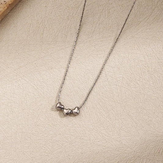Style Heart Shape 304 Stainless Steel Cable Chain Pendant Necklace
