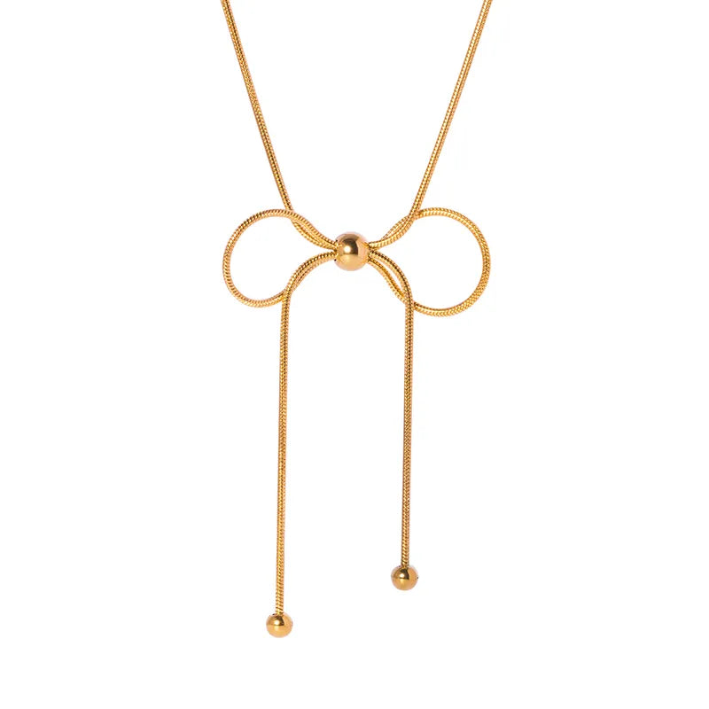 Bow Knot 18K Gold Plated Plating Pendant Necklace