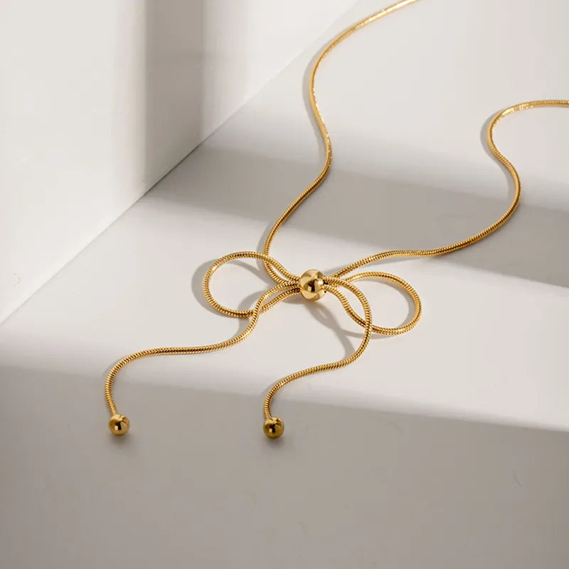 Bow Knot 18K Gold Plated Plating Pendant Necklace