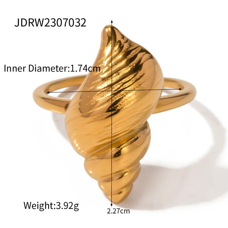 Conch 304 Stainless Steel 18k Gold Plated Open Ring