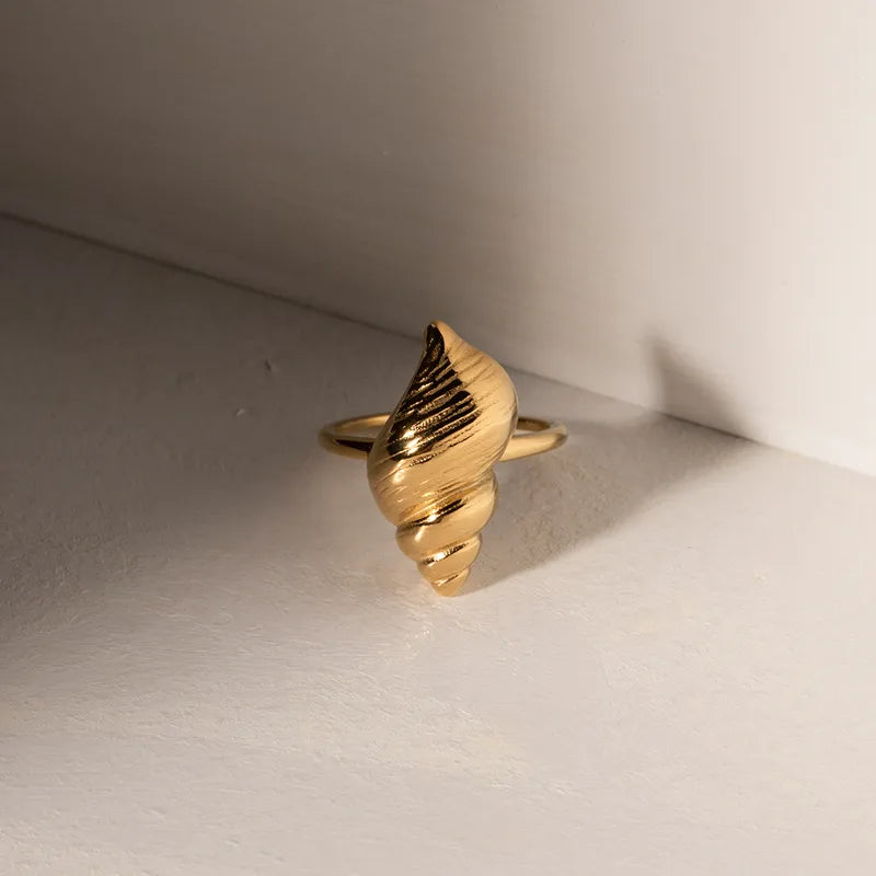 Conch 304 Stainless Steel 18k Gold Plated Open Ring