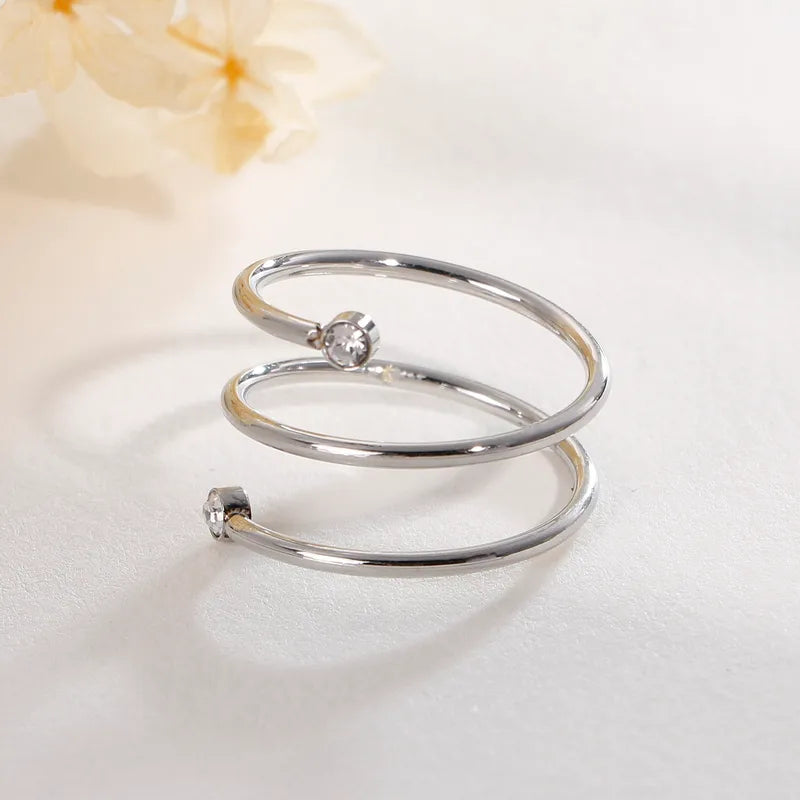 Geometric 18K Gold Plated Stainless Steel Zircon Ring