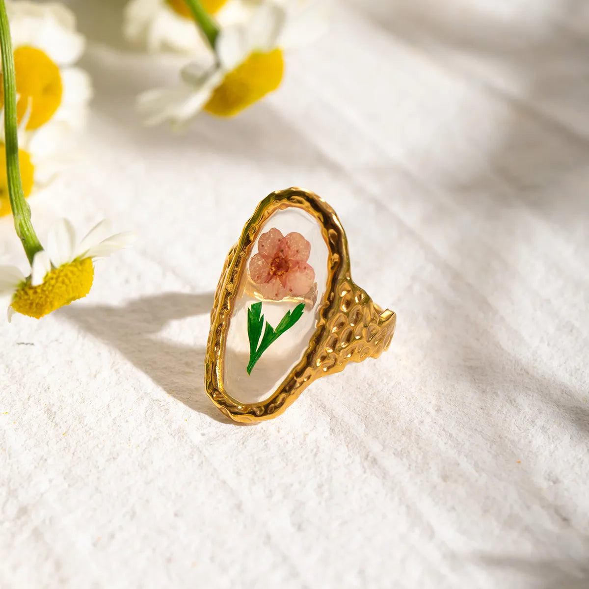 Leaf Clover Oval Flower 304 Stainless Steel 18K Gold Plated