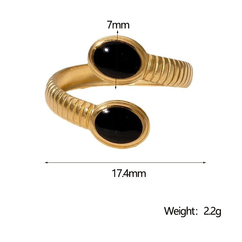Vintage Style French Geometric Oval 18K Gold Plated Open Ring