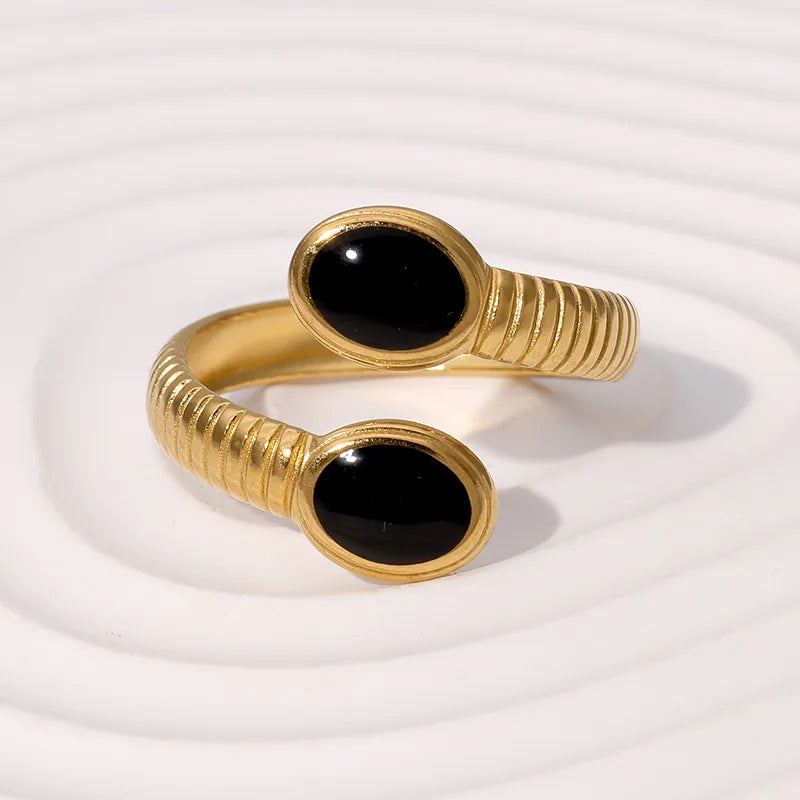Vintage Style French Geometric Oval 18K Gold Plated Open Ring