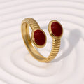 Vintage Style French Geometric Oval 18K Gold Plated Open Ring