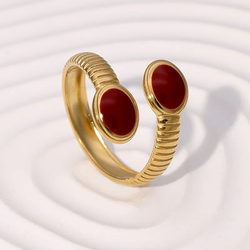Vintage Style French Geometric Oval 18K Gold Plated Open Ring