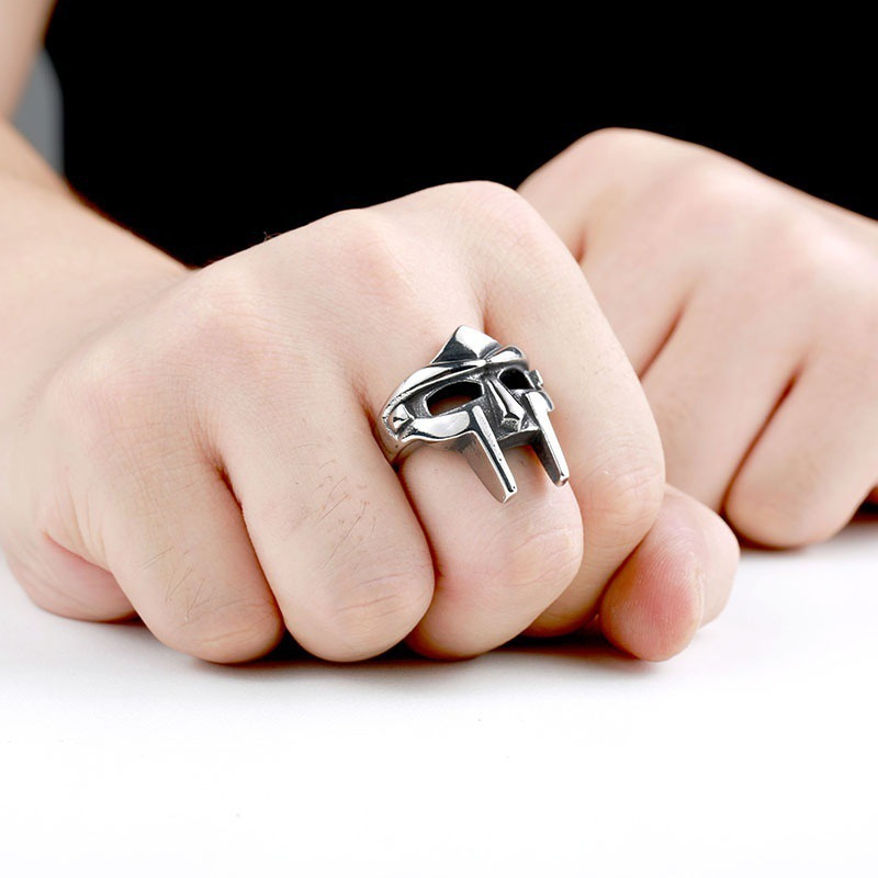 retro punk mask alloy plating silver plated men's rings